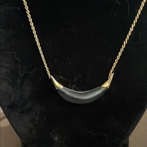 Alexis Bittar lucite gold capped crescent pendent Necklace